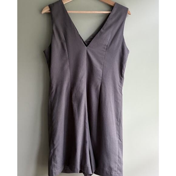 Nordstrom Hi Res S Sleeveless Romper V-neck Button Front Gray Y2K - Picture 5 of 9